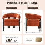 LOULENS Barrel Accent Chair, Vintage Chenille Upholstered Lounge Chair with Solid Wood Legs, Comfy Leisure Side Armchair for Living Room, Bedroom, Reading Nook, Corner, Orange