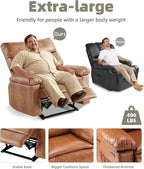 GarveeHome Recliner Chairs, Classic Manual Leather Recliner, Home Theater Seating with Lumbar & Arms Support for Living Room, Bedroom and Nursery - Coffee (Coffee, Standard)