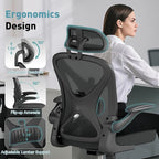 ZZH Ergonomic Office Chair Set of 4 with Adjustable Lumbar Support and Headrest, Mesh Home Office Desk Chair with Wheels and Flip-up Arms, Black