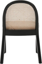 Rattan Dining Chairs Set of 6, Modern Dining Room Chairs with Cane Back Comfy Accent Kitchen Chair Upholstered Linen Fabric Chair for Restaurant/Living Room, Grey