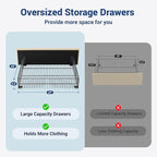 Allewie Vertical Tufted Queen Upholstered Platform Bed Frame with 2-Tier LED Storage Headboard & 2 Storage Drawers, USB & Type-C Charging Ports, Noise-Free/No Box Spring Needed, Beige