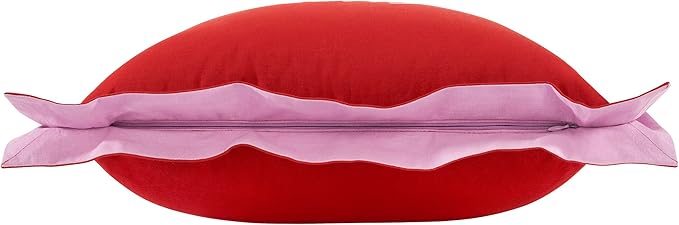 kate spade new york, Sorry Reversible Decorative Pillow for Bed or Sofa, Cotton and Linen Cover Throw Pillow, 18 x 18, Red