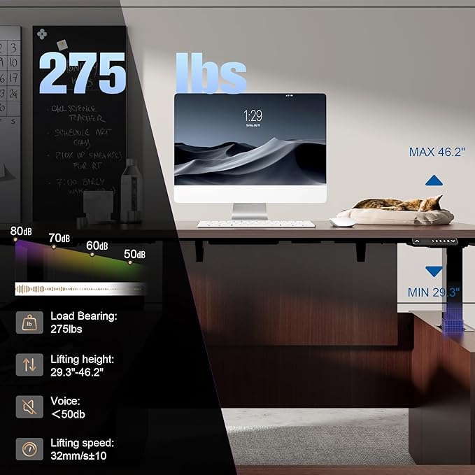 100.4'' Height Adjustable U-Shaped Executive Desk with 3-Drawer File Cabinet and Shelves (Espresso-U)