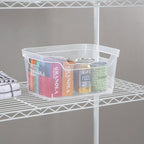 Sterilite 7 x 11 x 14.25 Inch Polished Open Scoop Front Storage Bin with Comfortable Carry Through Handles for Household Organization, Clear (18 Pack)
