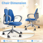 Ergonomic Office Chair Desk Chair Dual-backrest Computer Chair with Flexible Lumbar Support and Adjustable Height, 500lbs Extra Wide Seat with Wheels, for Home & Office Use Blue