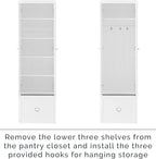 Crosley Furniture Harper 3-Piece Hall Tree and Storage Cabinet Set with Entryway Bench and Hooks for Hanging, White