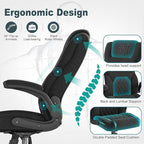 AnyGod Executive Office Chair, Comfy Ergonomic Computer Desk Chairs with Flip-up Armrests, Lumbar Support, High Back, 360° Swivel and Rocking Function for Home Office