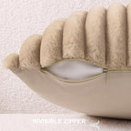 Pallene Faux Fur Plush Throw Pillow Covers 18x18 Set of 2, Luxury Soft Fluffy Striped Decorative Pillow Covers for Sofa, Couch, Living Room, Khaki