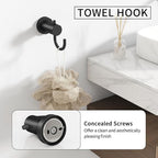 4-Pieces Bathroom Hardware Set Black, Stainless Steel 16 Inch Towel Bar Set, Towel Racks for Bathroom Wall Mounted