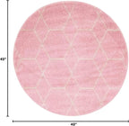 Unique Loom Trellis Frieze Collection Area Rug - Geometric (4' 1" Round, Light Pink/ Ivory)