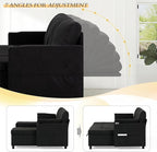 110" Fabric Pull-Out Couch Bed w/Adjustable Backrests, Sectional Sleeper Sofa w/USB Ports & 2 Cup Holders, Upholstered U-Shaped Couch w/Storage Chaise for Living Room, House, Black