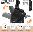 EONIX Dual Motor Oversized Power Lift Recliner Chair for Elderly, 400lbs Heavy Duty Faux Leather Recliner with Massage and Heat, Lay Flat Big and Tall Lift Chair with Cup Holders, Black