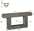 Tribesigns 63-Inch Long Console Table, 2-Tier Entryway Table Sofa Table with Storage, Farmhouse Wood Behind Couch Table for Living Room, Hallway, Rustic Gray