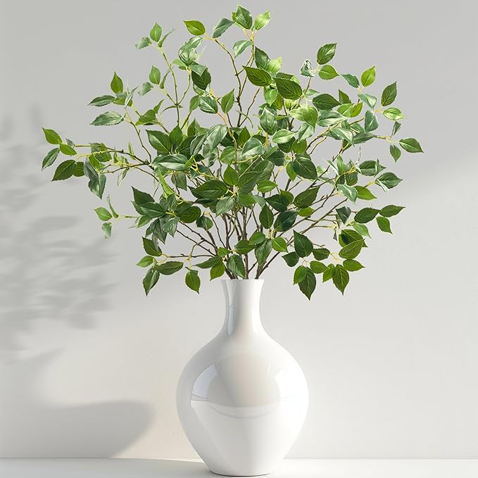 Eucalyptus Stems 32" Fake Plants Greenery for Vase Artificial Plants Indoor Bay Leaves Bathroom Decor Fake Leaves Greenery Stems Dining Room Decor Nordic (6PCS)