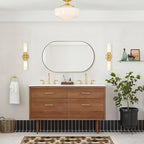 Andy Star Brass Oval Mirror, 24x40 Inch Bathroom Mirror Gold, Brass Vanity Mirror, Pill Shaped Mirrors Gold Metal Frame Stainless Steel 1’’ Deep Hang Vertically & Horizontally