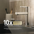 Moen Gibson Chrome Two-Handle Centerset High Arc Modern Bathroom Faucet with Drain Assembly, 6150