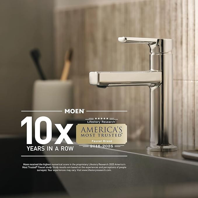 Moen Gibson Chrome Two-Handle Centerset High Arc Modern Bathroom Faucet with Drain Assembly, 6150