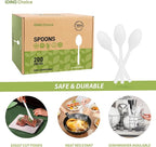 100% Compostable 200 Count No Plastic Spoons, Plastic Utensils, The Heavyweight Heavy Duty Flatware is Eco-Friendly Products for Lounge Party Wedding Office BBQ Picnic Camping.