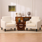 Accent Chairs Set of 2 for Living Room, Modern Velvet Living Room Chairs with Wide Backrest, Upholstered Comfy Chair with Cushion, Oversized Sofa Chair with Wood Legs, Single Armchair, Beige