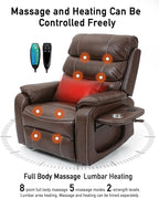 Power Lift Lazy Boy Recliner Chair, 2 Motor Flat Recliner, Nursing Lift Chair with Massage and Lumbar Heating, Adult Power Recliner with Side Pockets, Folding Table, Remote Control