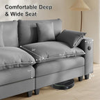 Cloud Couch, Modular Sectional Sofa with Ottoman, Charging Station, Throw Pillows, Cup Holders, Modern Convertible L Shaped Couches for Living Room, Bedroom (Grey, 80.7"- L Shape)