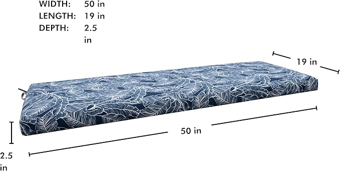 Tommy Bahama Bench Cushion, 50" X 19" X 2.5", Pacific Zaffre