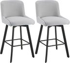 Swivel Bar Stools Set of 2, 30''H Upholstered Barstools with Backs, Modern Counter Height Bar Stool Chairs for Kitchen Island, Metal Legs, Fabric, Light Gray Counter Stools