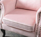 Mid Century Modern Accent Chair Upholstered Armchair Comfy Velvet Fabric Single Sofa with Tufted Wingback for Small Spaces Bedroom Living Room, Pink