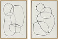Kate and Laurel Sylvie Modern Circles and Going in Circles Framed Linen Textured Canvas Wall Art Set by Teju Reval of SnazzyHues, 2 Piece 23x33 Natural, Decorative Abstract Art Prints for Wall