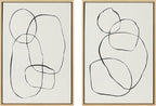 Kate and Laurel Sylvie Modern Circles and Going in Circles Framed Linen Textured Canvas Wall Art Set by Teju Reval of SnazzyHues, 2 Piece 23x33 Natural, Decorative Abstract Art Prints for Wall