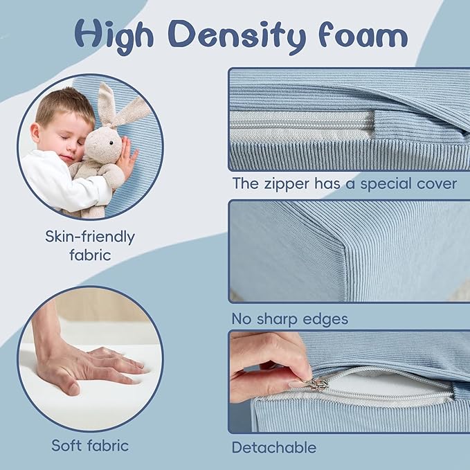 Asweets Kids Play Couch with Tunnel and Balls, Play Couch for Toddlers, Kids Foam Convertible Play Building Fort for Christmas and New Year, Blue