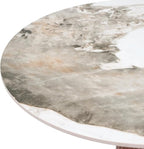 Sintered Stone Office Table - 33.5" Round Table for Small Offices (Light Brown Leg and Pandora Top, 1 Table Only)