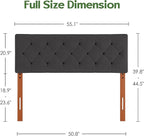 Upholstered Full Headboard, Full Size Headboard Only for Bed Frame from 42”-55”, Adjustable Height Full headboard with Durable Wood Legs, Fabric Bed Headboard in Modern Button Design, Dark Grey