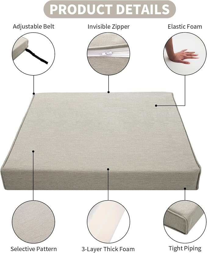 Patio Furniture Sofa Cushion Set Outdoor Living Deep Seating Cushions Thick Foam Replacement Cushion,21.7x21.7 Inch,Beige