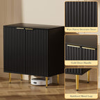 EOYUTLLY Black Fluted Storage Cabinet,Wood Sideboard Buffet Cabinet with Adjustable Shelf, Fluted Accent Cabinet with Gold Metal Legs, Console Table for Living Room,Dining Room,Kitchen