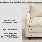 Aoowow Chenille Upholstered Accent Chair Oversized,Fluffy Single Cloud Sofa Chairs with Deep Seat,Modern Large Reading Arm Chair with Throw Pillow for Living Room,Bedroom (Beige, Single Sofa Chair)