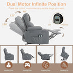 Power Lift Recliner Chair for Elderly, Electric Stand Assist Reclining Chair with Massage and Heat Function, Leather Living Room Furniture, Comfy Single Sofa with Cup Holders, Side Pockets, Gray
