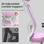 Ergonomic Office Chair - 350LB Mesh Office Chair with Adjustable Lumbar, High Back Computer Desk Chair with 3D Armrests, Comfy Chair with 2D Headrest & Tilt Function for Study, Work, Gaming