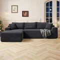 95 Inch Cloud Sectional Couch,Modular Sectional Sofa with Deep Seat,Modern Corduroy Boneless Couches with L-Shape Chaise for Living Room Bedroom,No Assembly Required (Black, Left Facing Chaise)