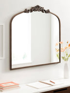 Kate and Laurel Arendahl Ornate Traditional Square Arched Mirror; 28 x 30; Bronze; Decorative Baroque Style Vintage Arch Mirror with Wide Frame and Ornamental Crown