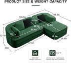 Cloud Sectional Sofa Modern Boneless Couch for Living Room, Comfy Deep Seat Comfy Teddy Fabric Double Sofa Chaise No Assembly Required (Green, 106" L Shape with Right Facing)