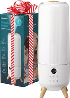 Homedics Ultrasonic Humidifier - Large Deluxe Air Humidifiers for Bedroom, Plants, Office - Top-Fill 1.47-Gallon Tank, Cool Mist, Essential Oil Pads and Built-In Timer, 3 Speed Settings, White