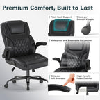 AnyGod Executive Office Chair, Comfy Ergonomic Computer Desk Chairs with Flip-up Armrests, Lumbar Support, High Back, 360° Swivel and Rocking Function for Home Office