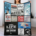 Skiing Throw Blanket for Lovers - Soft Warm Cozy Fleece for Kids Adults - Couch Sofa Bed 50"x60"