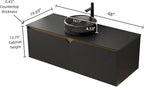 48 Inch Bathroom Vanity with Sink, Floating Fluted Vanity with Vessel Sink, Modern Wall Mounted Bathroom Vanity Cabinet with 2 Doors, Glass Vessel Sink & Sintered Stone Top, Black