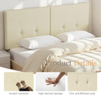 Upholstered King Size Headboard, Headboard King with Sturdy Metal Legs, Tufted Upholstery Design Bed Headboards with Adjustable Width & Height (Beige)