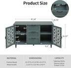 Sideboard Buffet Credenza - Modern 2 Door 3 Drawer Cabinet with Storage, Accent Cabinet with Carved Pattern, Farmhouse Wood for Living and Dining Area (Green)