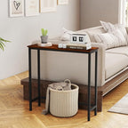 HollyHOME Narrow Console Table, 29.5" Slim Entryway Table, Sofa Stand, Hallway Shelf for Hallway, Bedroom, Living Room, Foyer, Rustic Brown