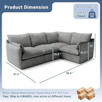 Cloud Modular Sectional Sofa, Waterproof Down Filled Sectional Sofas, High Backrest 4 Seater Sectional Couches for Living Room, Modern Modular Couch with Removable Cover, Dark Gray