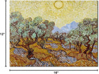 Wieco Art Olive Trees with Yellow Sky and Sun Canvas Print of Vincent Van Gogh Wall Art Paintings Reproduction Field Pictures Artwork for Wall Decor and Home Decorations VAN-0071-3040